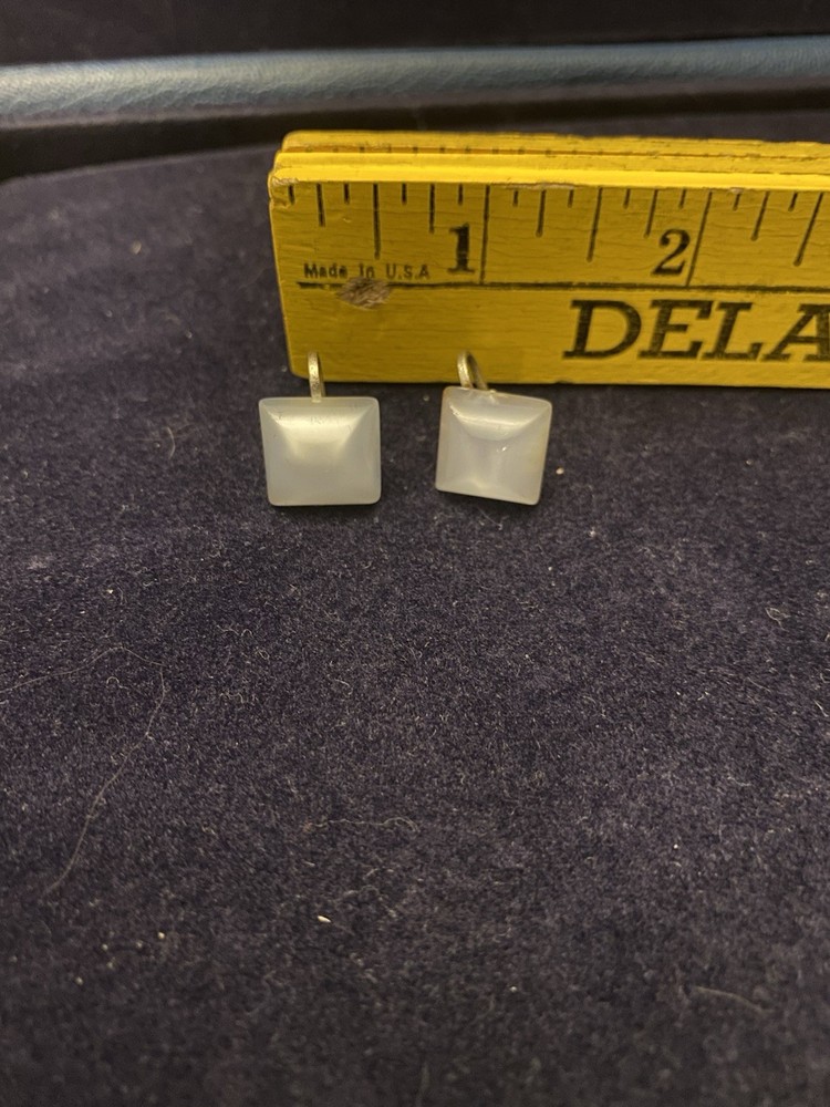 VTG Tiny White Square Lucite screw earrings
