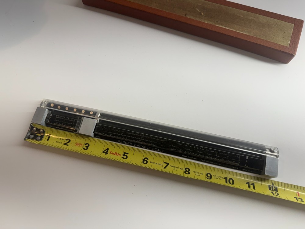VTG Gerber Variable Scale TP007100B Engineering Slide Rule & Leather Case READ