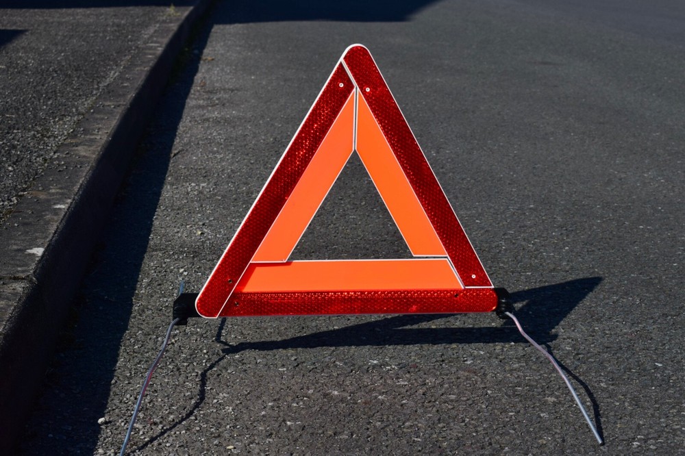 BMW Fold Up Warning Triangle with original case. Genuine BMW part.