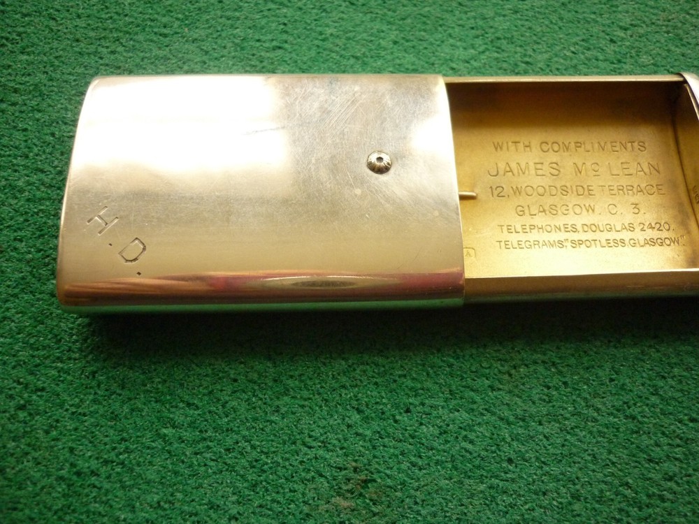 Solid Silver Unusual Sliding Vesta Case Birm 1925 with Advertising Inscription