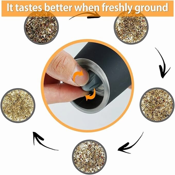 Salt Pepper Grinder, Gravity Electric Salt and Pepper Grinder With support 2pack