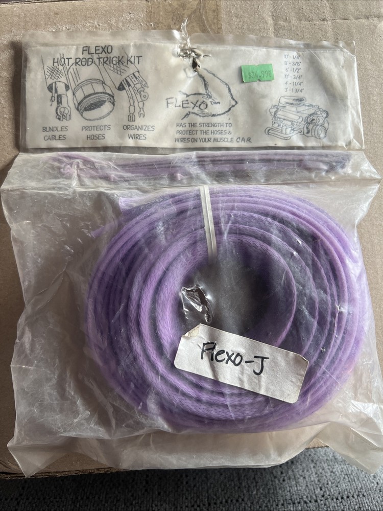 FLEXO Expandable Braided Sleeving Wire Cable Sleeve Purple 3’ 1 3/4”