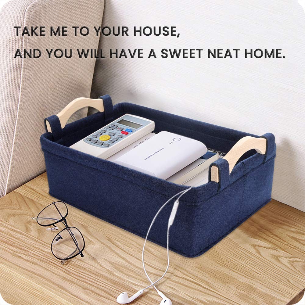 Rectangle Storage Baskets Navy Blue Storage Baskets Soft Decorative Nursery B...