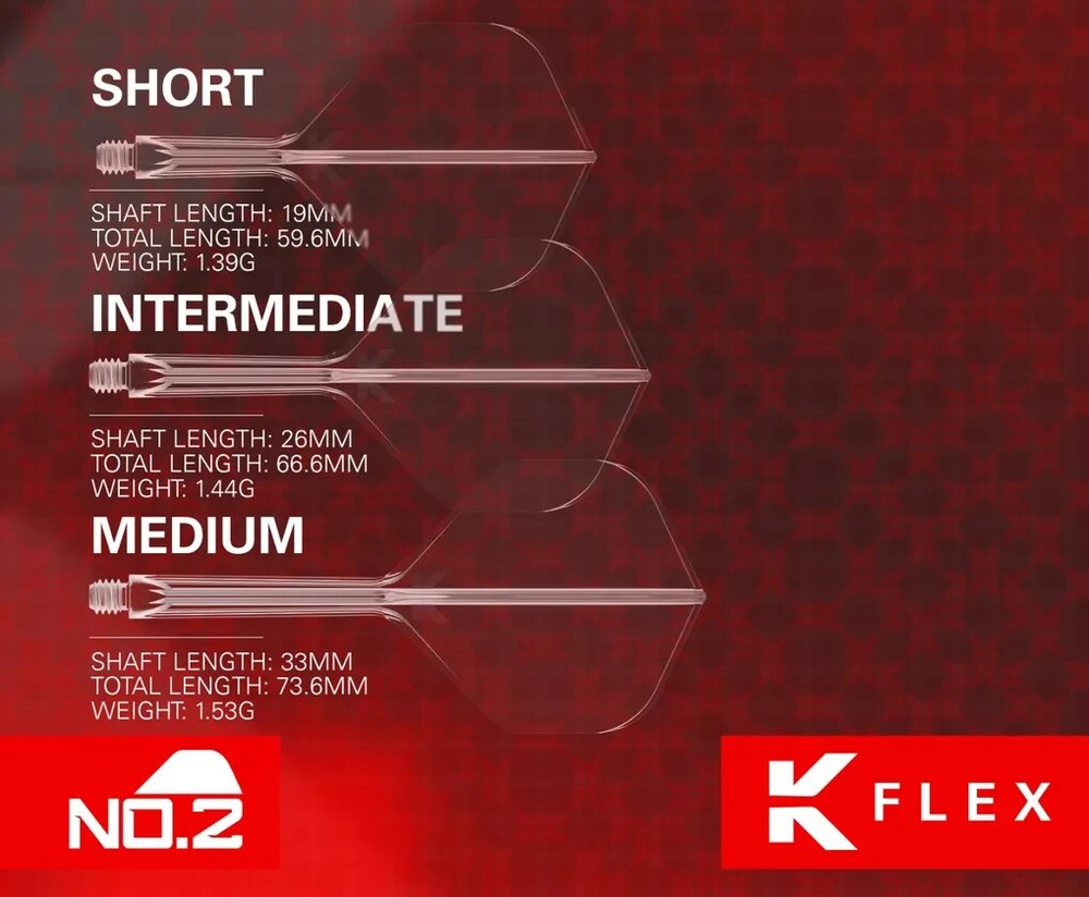 NO2 STANDARD RED INTERMEDIATE TARGET K-FLEX 1 PIECE SHAFT AND FLIGHT