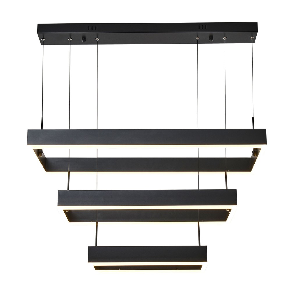 Modern LED Chandelier Light Rectangular Pendant Ceiling Light Lamp With Remote
