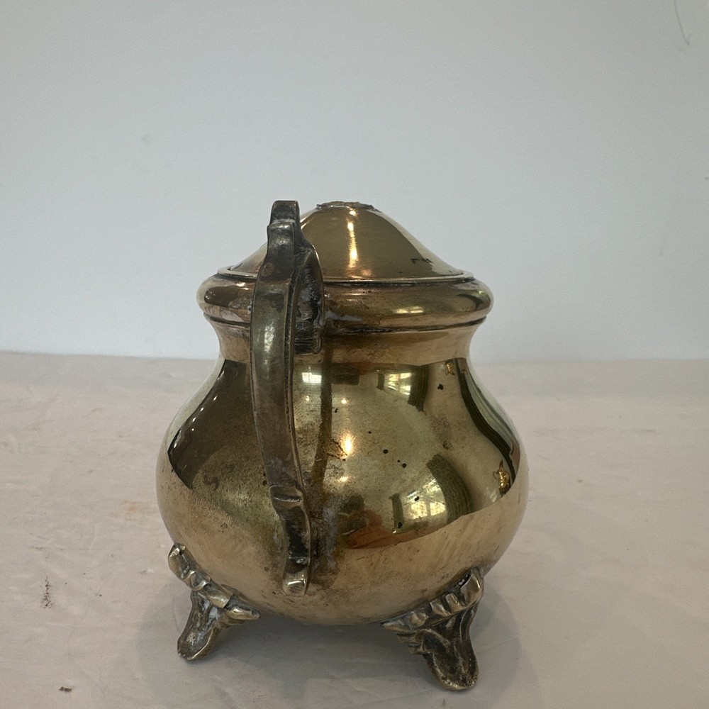 ETCHED BRASS TEA/COFFEE SET WITH TRAY. Good Condition