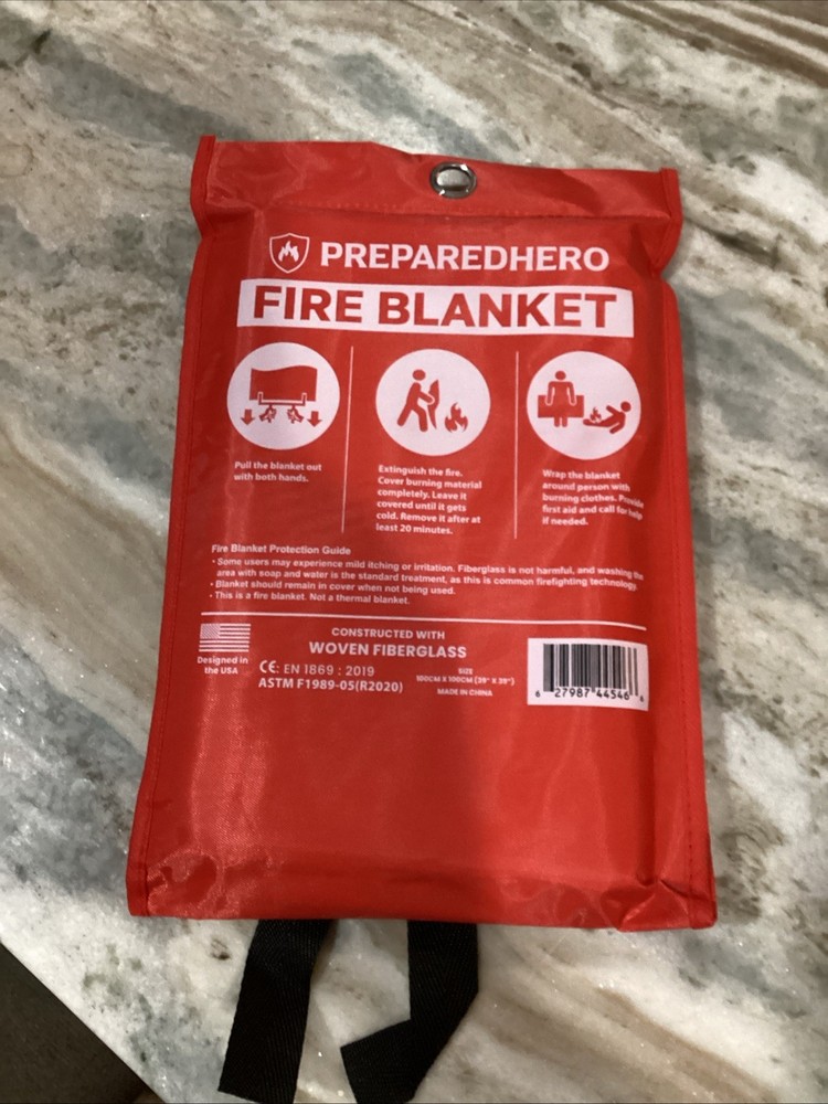 Prepared Hero Emergency Fire Blanket - Fire Suppression for Kitchen, 39x39
