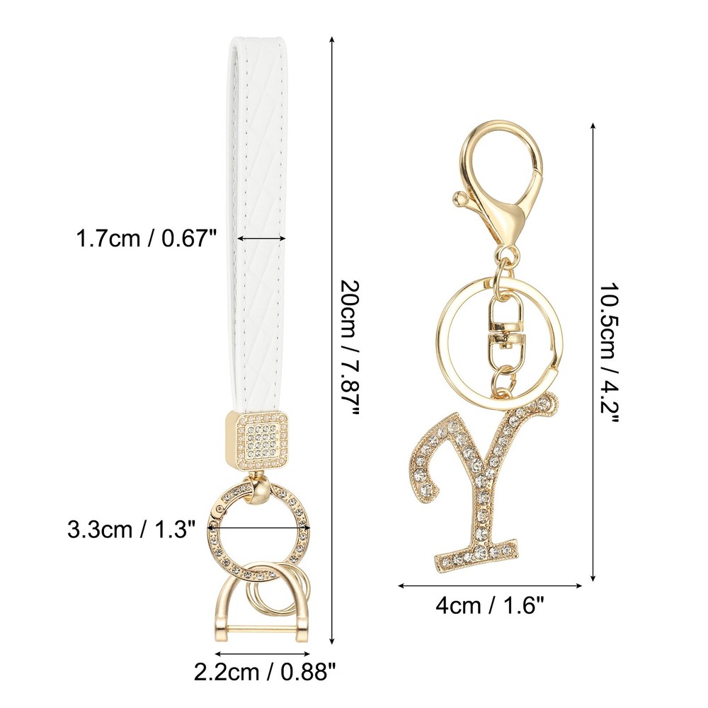 Leather Wristlet Keychain, Chic Letter Y Keychains