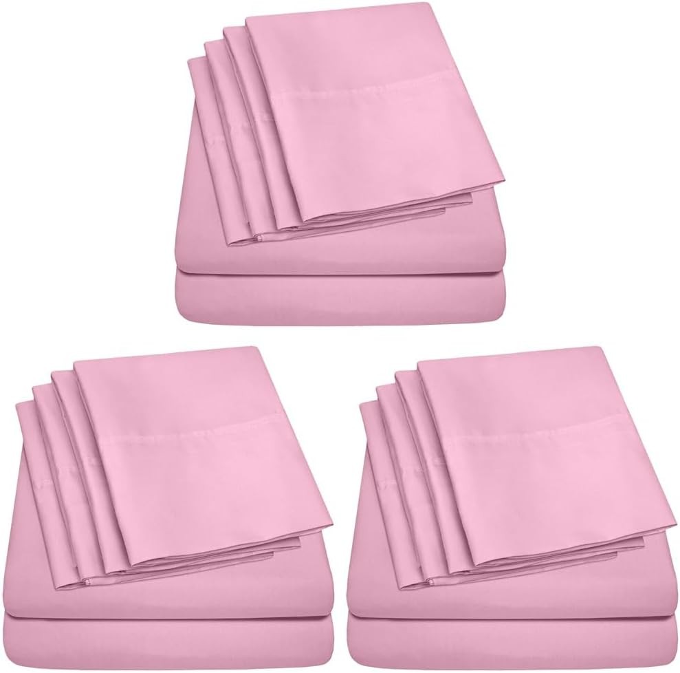 Queen Sheets Pink 6 Piece 1500 Supreme Collection Fine Brushed Microfiber Deep