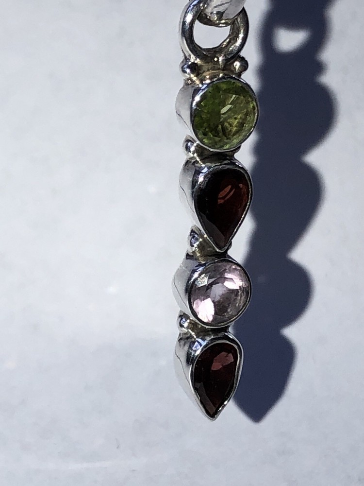 Handcrafted Mixed Gemstones Pendant 1.625”