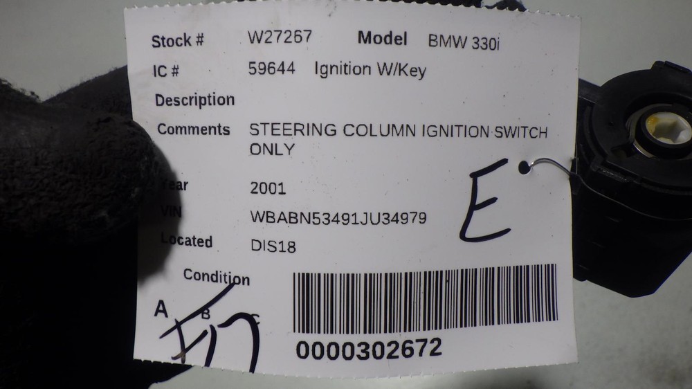 01 BMW 330i IGNITION SWITCH
