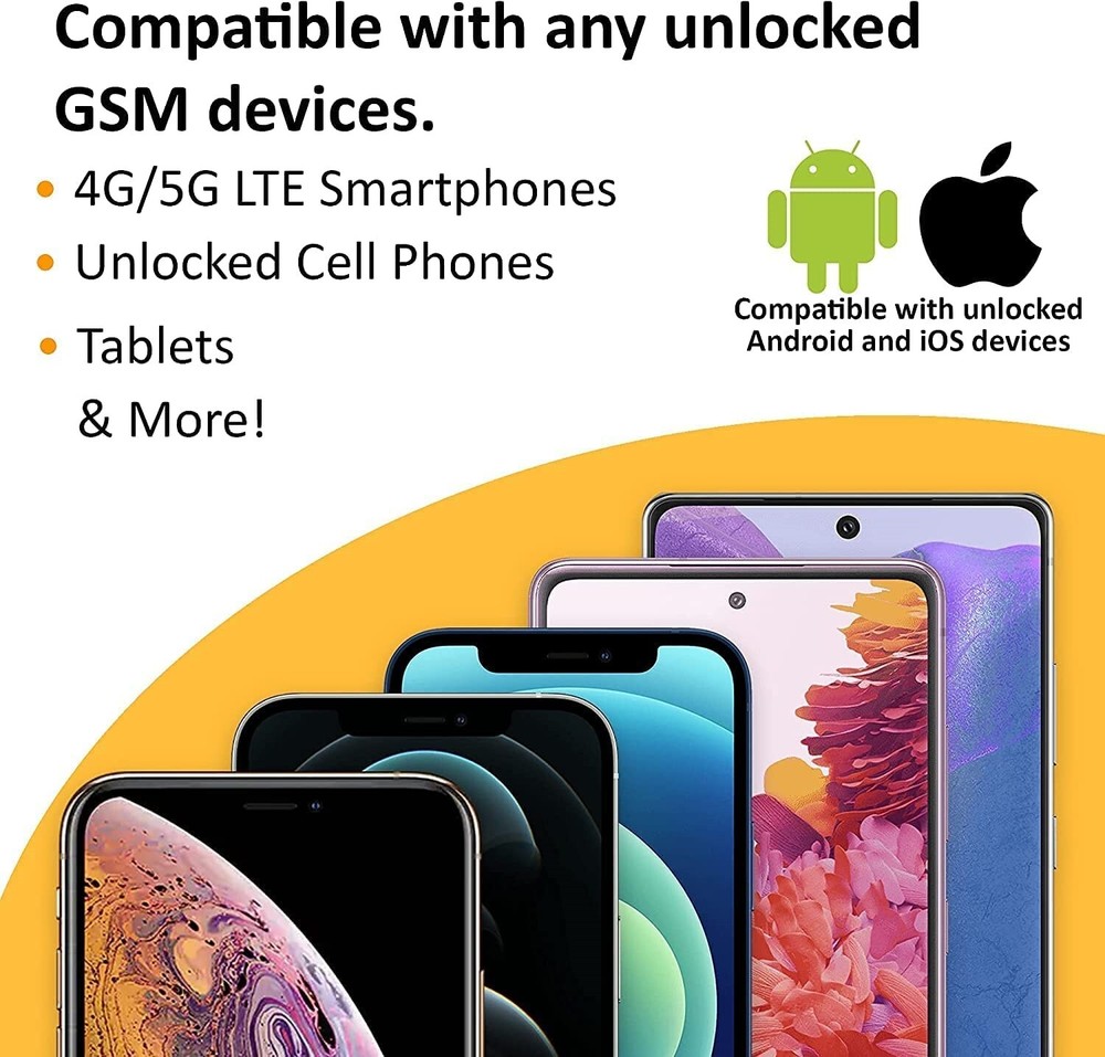 SIM Card Kit Unlimited Data Talk Text Prepaid SpeedTalk Smart Phone Plan 1 Year