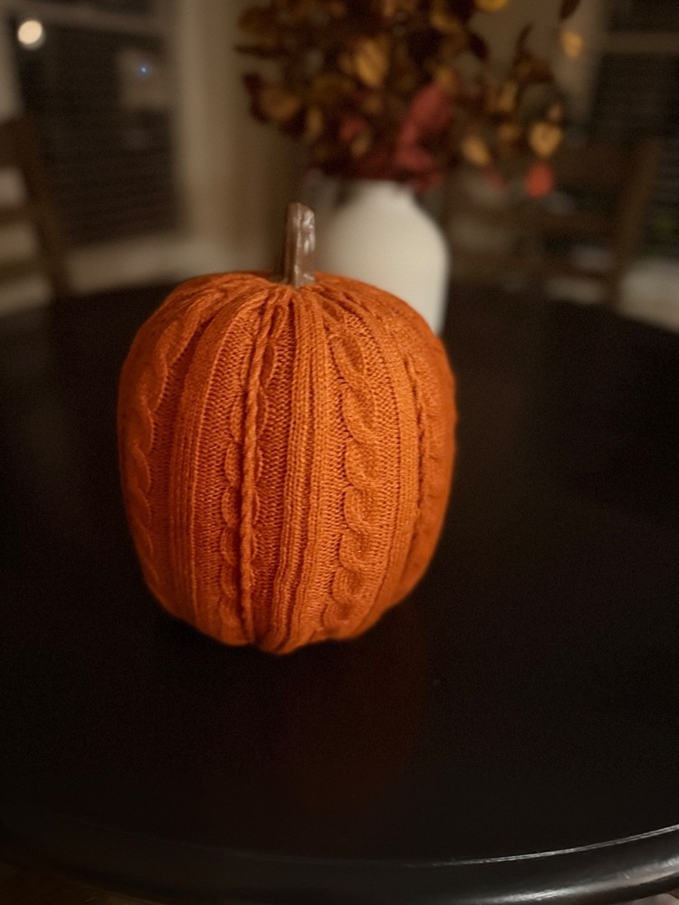 Fall Decor Pumpkin wrapped in sweater material - Fall Decor