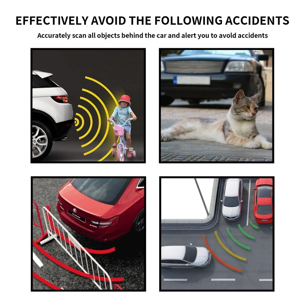 Car Auto Vehicle Reverse Backup Sensor System with 4 Parking Sensor... Fast Ship