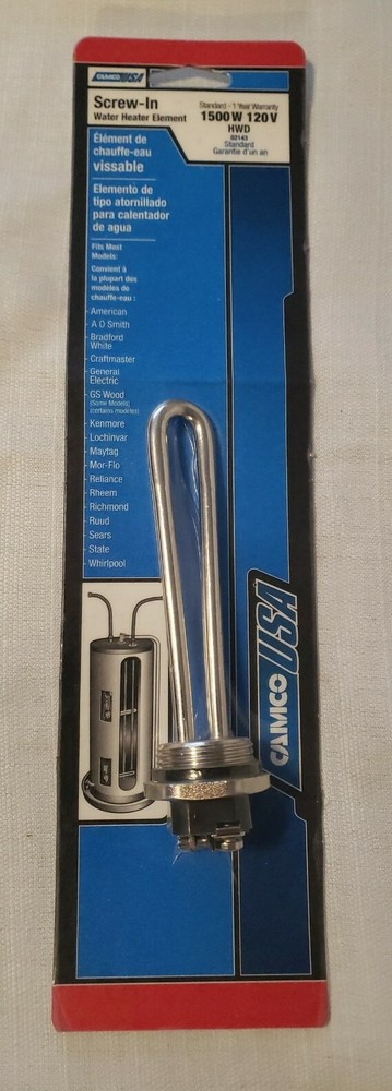 New Camco Screw-In Water Heater Element 1500W 120V HWD Standard #02143
