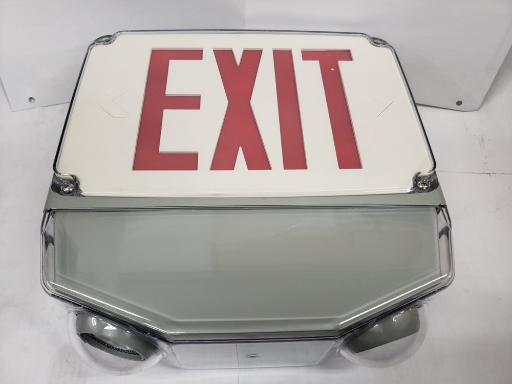 Unbranded Wet Location Combo LED Exit/Emergency Light, Double Face