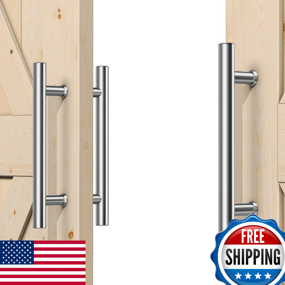 SMARTSTANDARD 12" Push Pull Sliding Stainless Steel Barn Door Handle Set 2 Pack