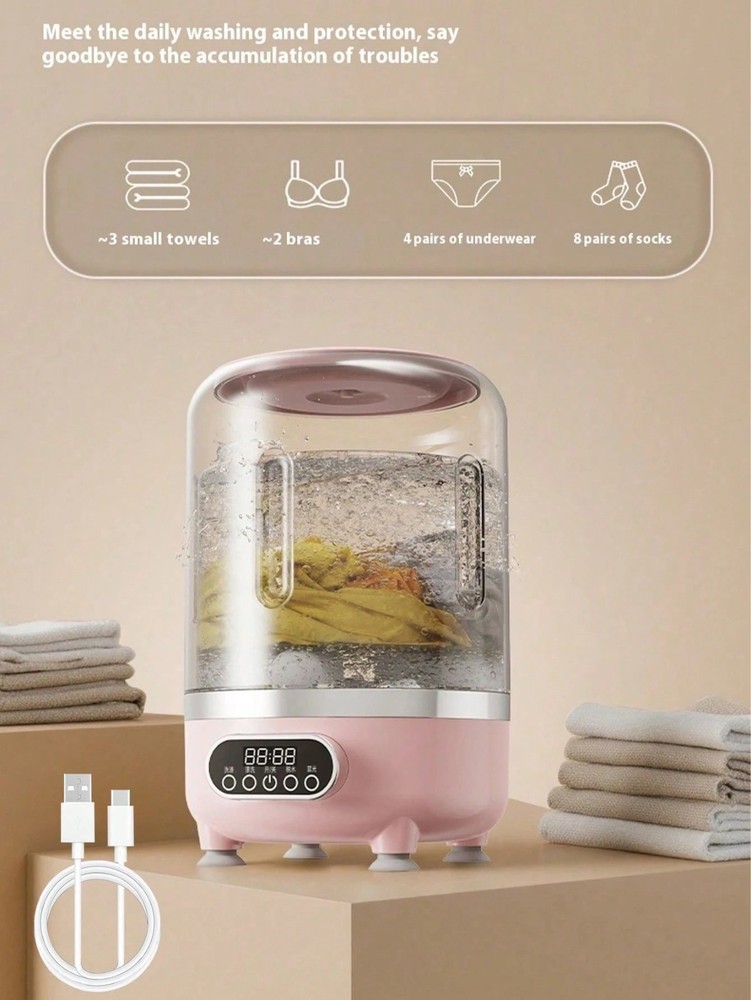 Portable Washing Machine Mini Washer with USB/DC Power & Battery White Compact