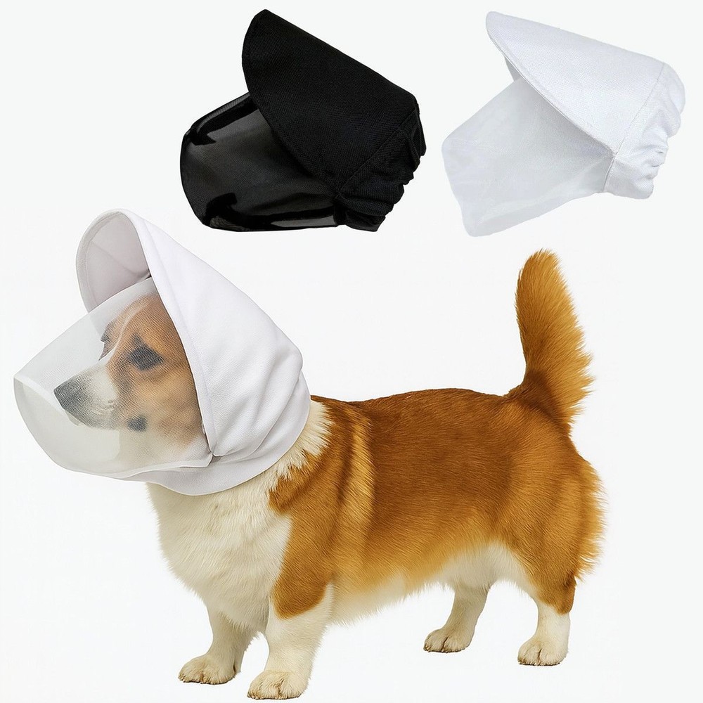 Dog Anti Mosquito Protective Face Mask Soft Breathable Muzzle Black White