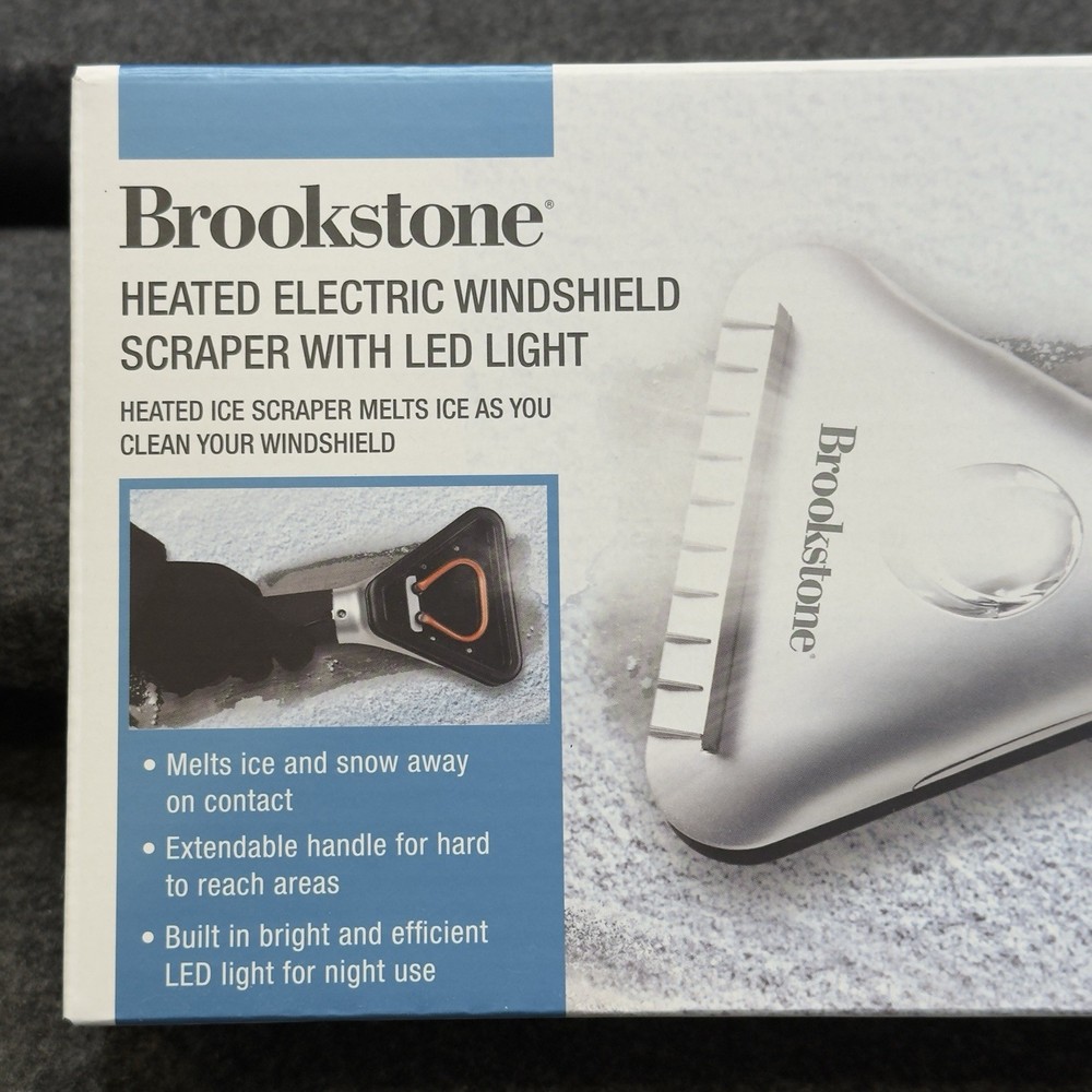 Brookstone Heated Electric Windshield Scraper with LED Light - Snow Ice Melter