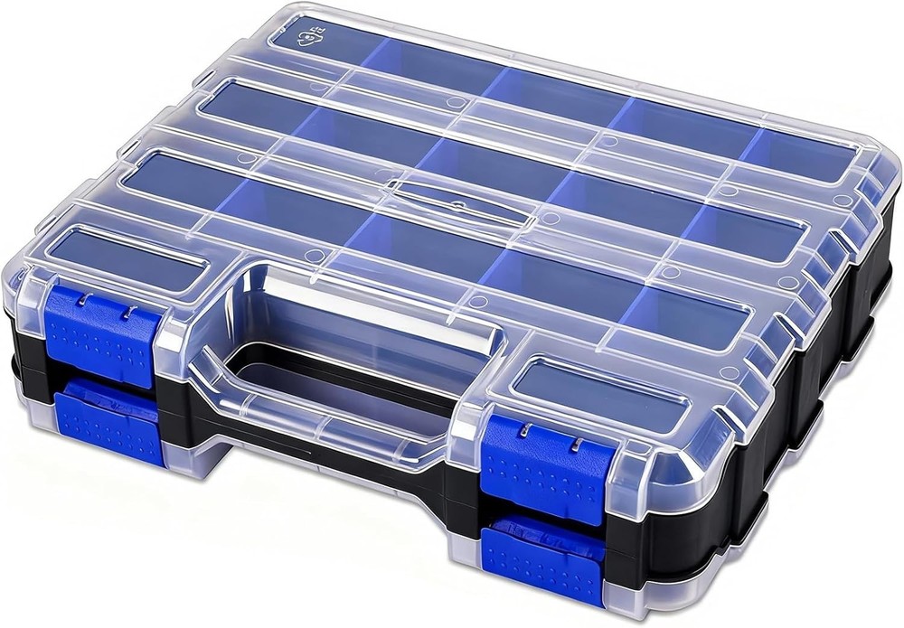 Portable Double-Sided Tool Organizer with 34 Compartments - Waterproof Design