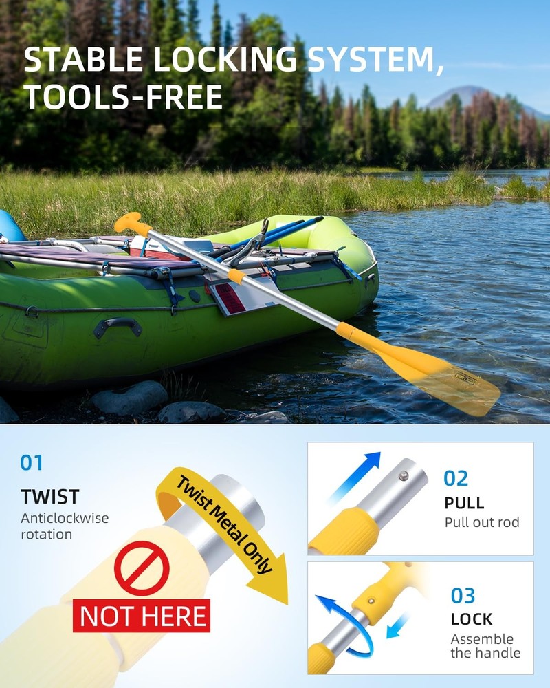 OCEANBROAD Telescoping Emergency Paddle 26''-54'' 26''-54''(1-pack), Yellow
