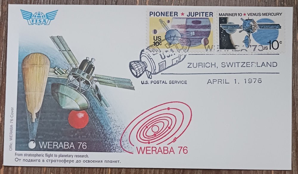 WERABA 1976 ZURICH  SWITZERLAND, SPACE COVER