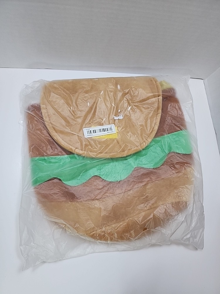 Burger Bag School Book Plush Shoulder Backpack Lined Adjustable Straps