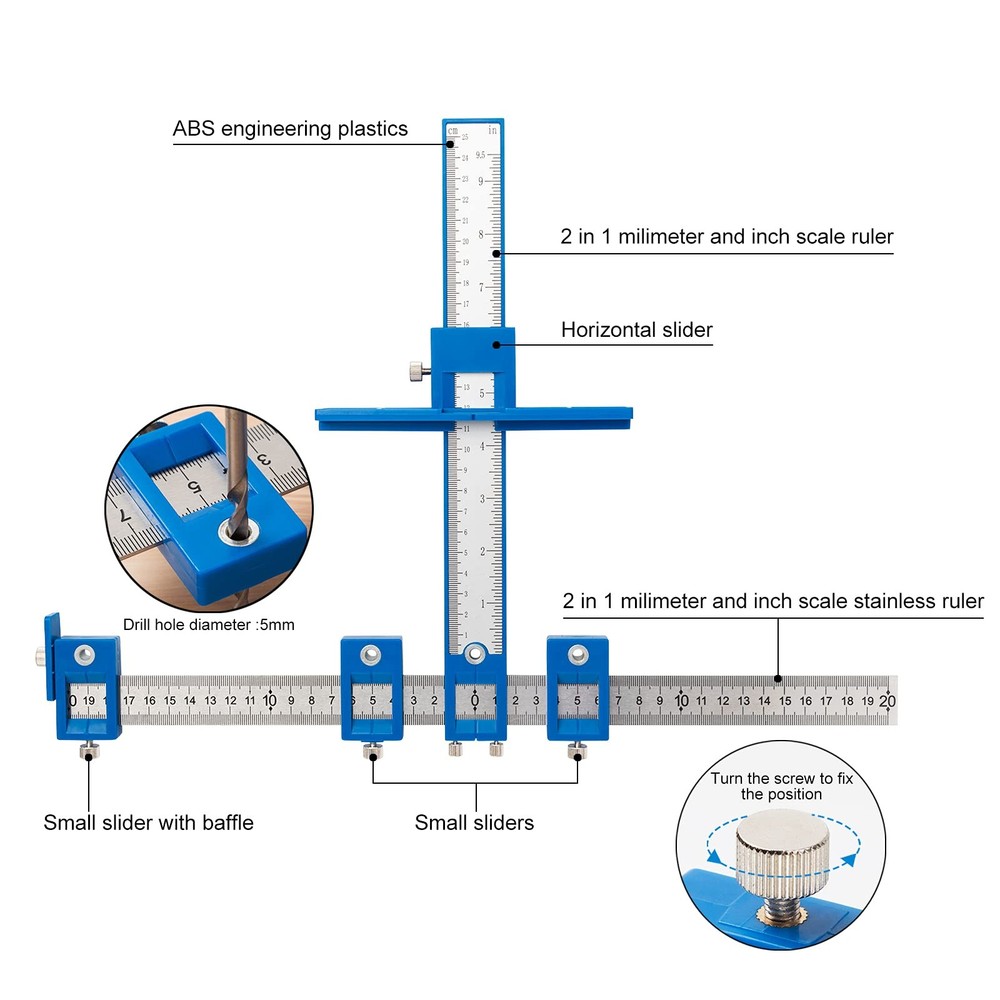 Cabinet Hardware Jig Drill Guide for Handles & Knobs Installation