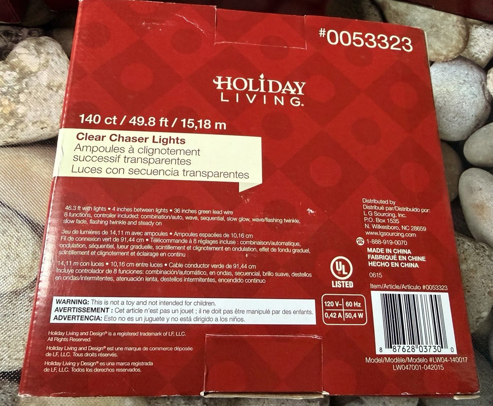 New In Box-clear String Lights-8 FUNCTIONS-140 Count