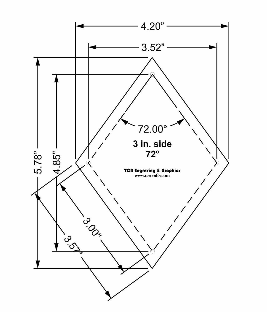 Diamond Template 3" Side- Clear 1/8" 72 Degree