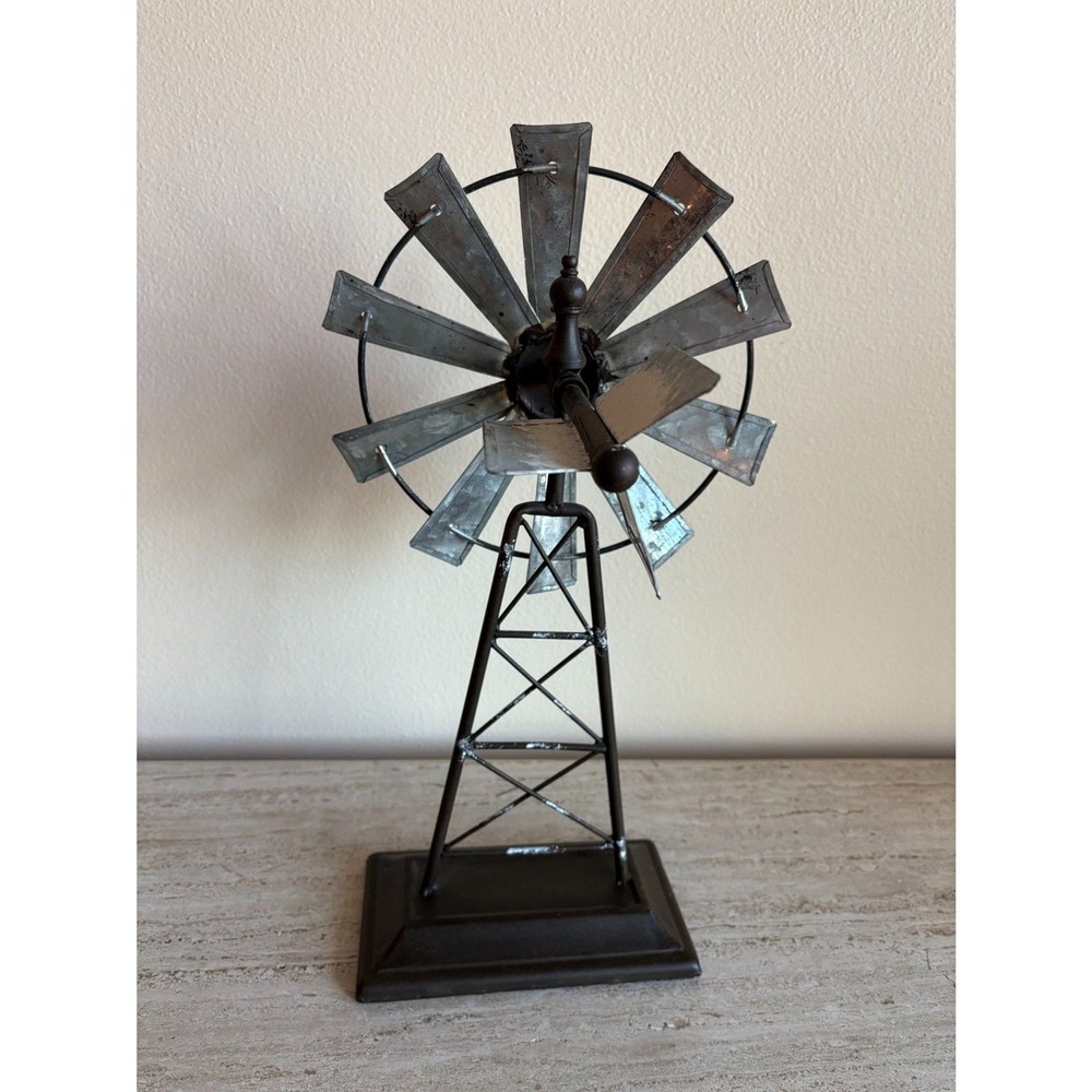 Farmhouse Tin Windmill Decor