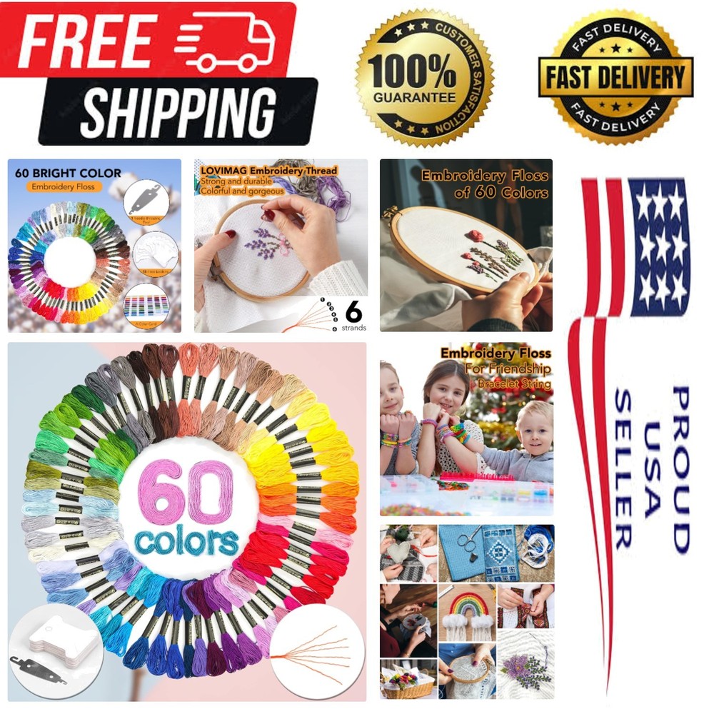 Vibrant 60-Piece Polyester Thread Bundle for Crafts - Strong & Fading Resistant