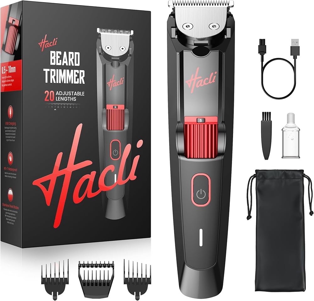 Hacli Men's Beard Trimmer with Precision Dial