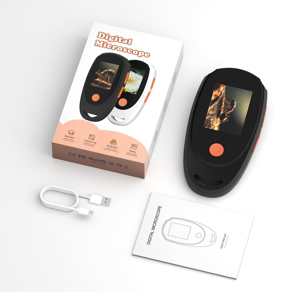 Handheld Digital Microscope with 2.0 Inch IPS Color Screen, Portable Magnifying