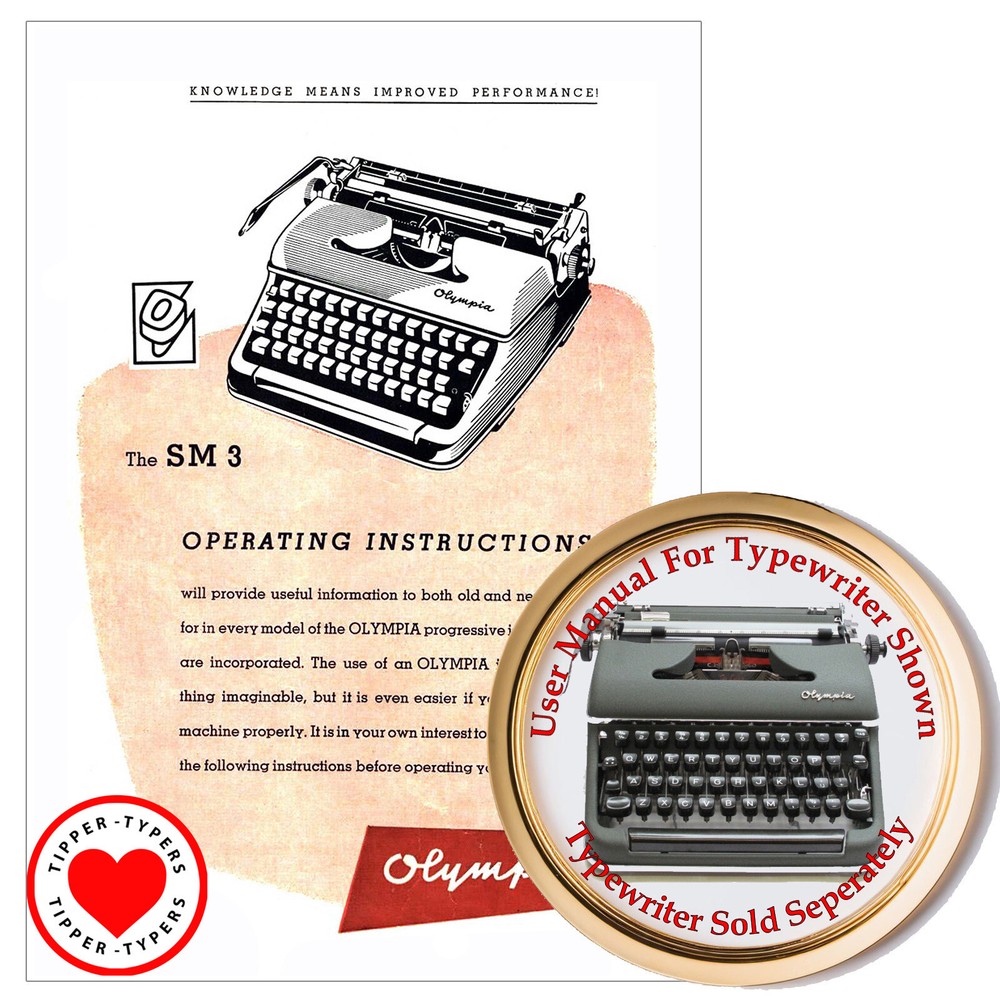 Olympia SM3 Typewriter Owner's User Instruction Manual Guide