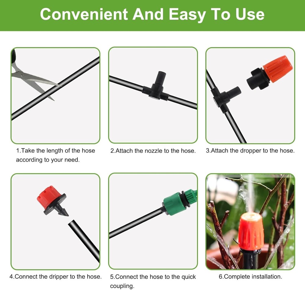 Efficient 98FT Drip Irrigation Kit with Quick Connectors & Water-Saving Design