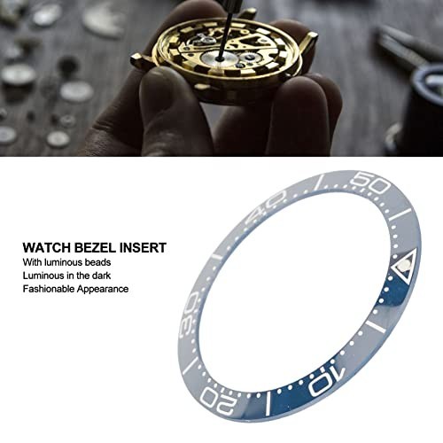38mm Ceramic Watch Bezel Insert Replacement - White Character Blue Back, Watchma