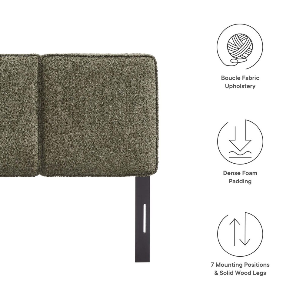 Modway Lindee Boucle Fabric Twin Headboard in Sage