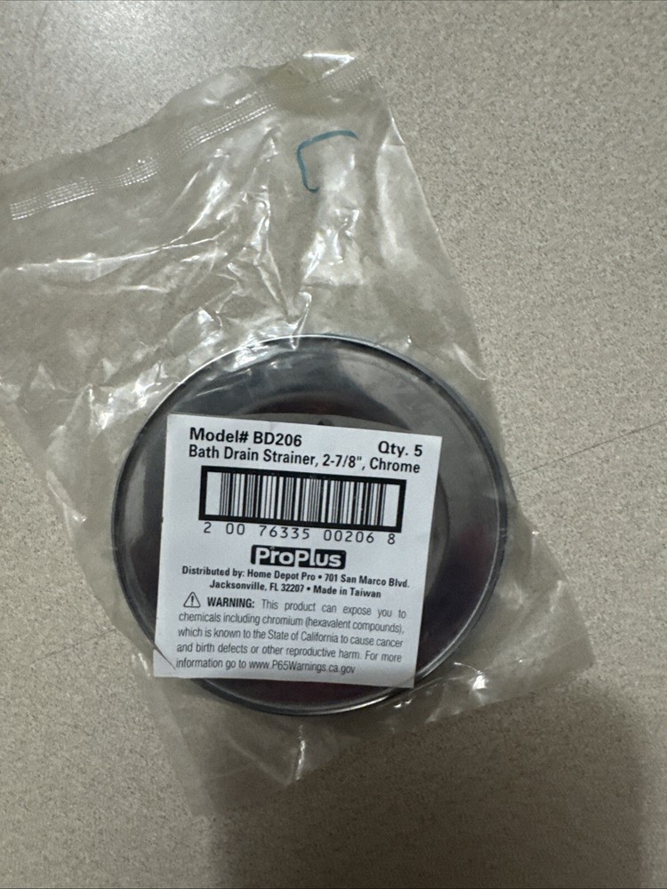 Bath Drain Strainer 2-7/8 Chrome Qty 5 #BD206
