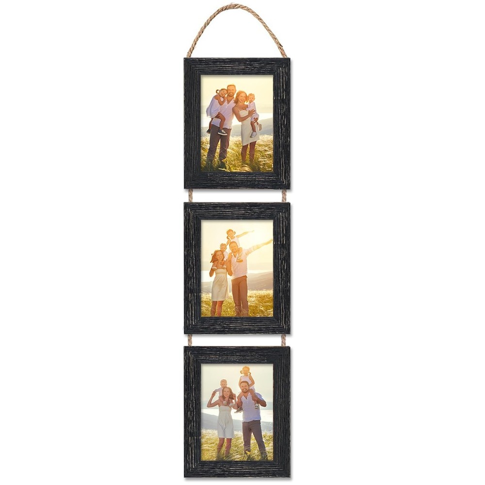 4x6 Wall Hanging Picture Frames Collage with 3 Opening Frames Black 4x6
