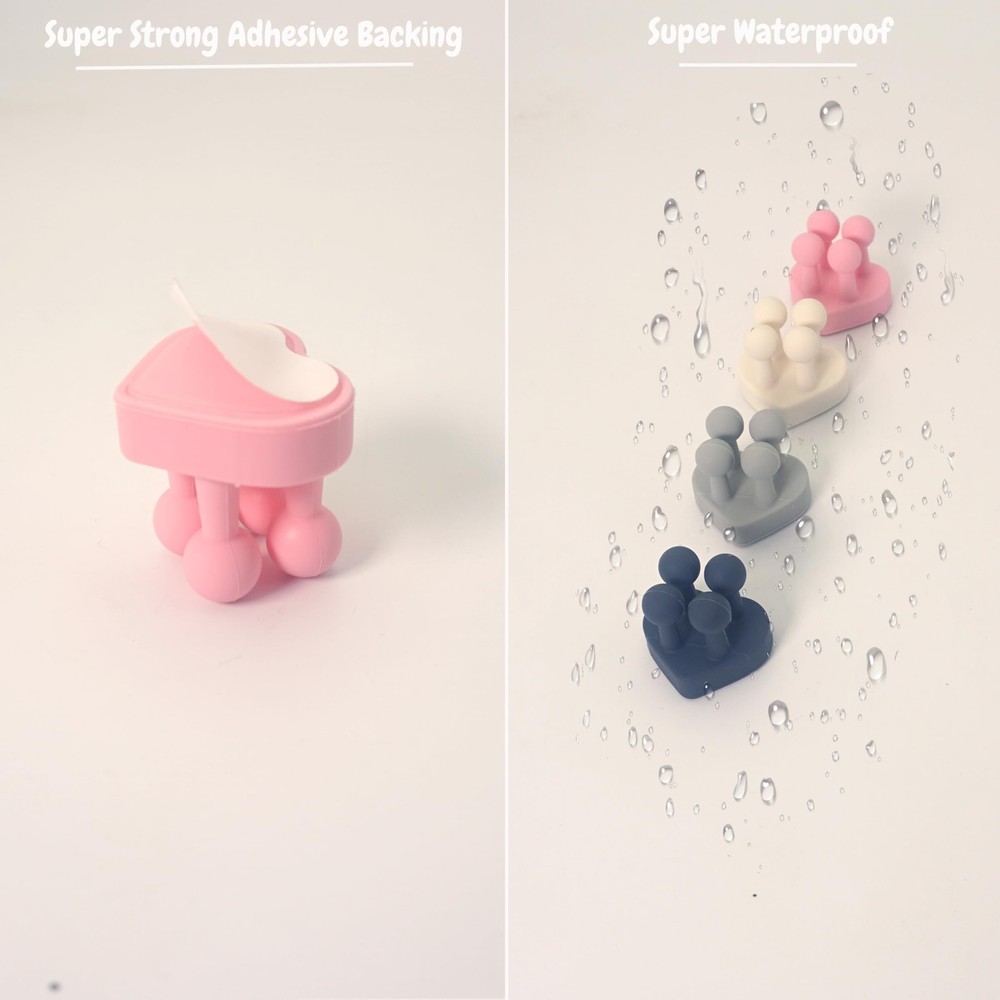 4 Pcs Waterproof Silicone Toothbrush Holder,Cute Multi-Function Whiteheart4