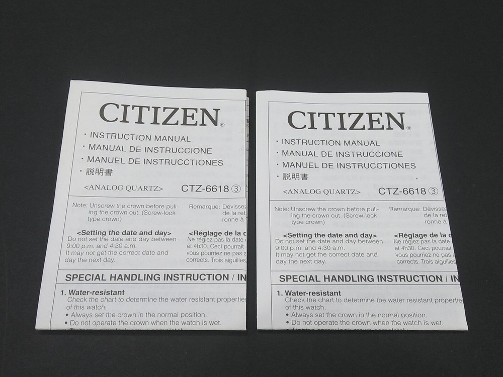 CITIZEN watch authentic paper instruction manual