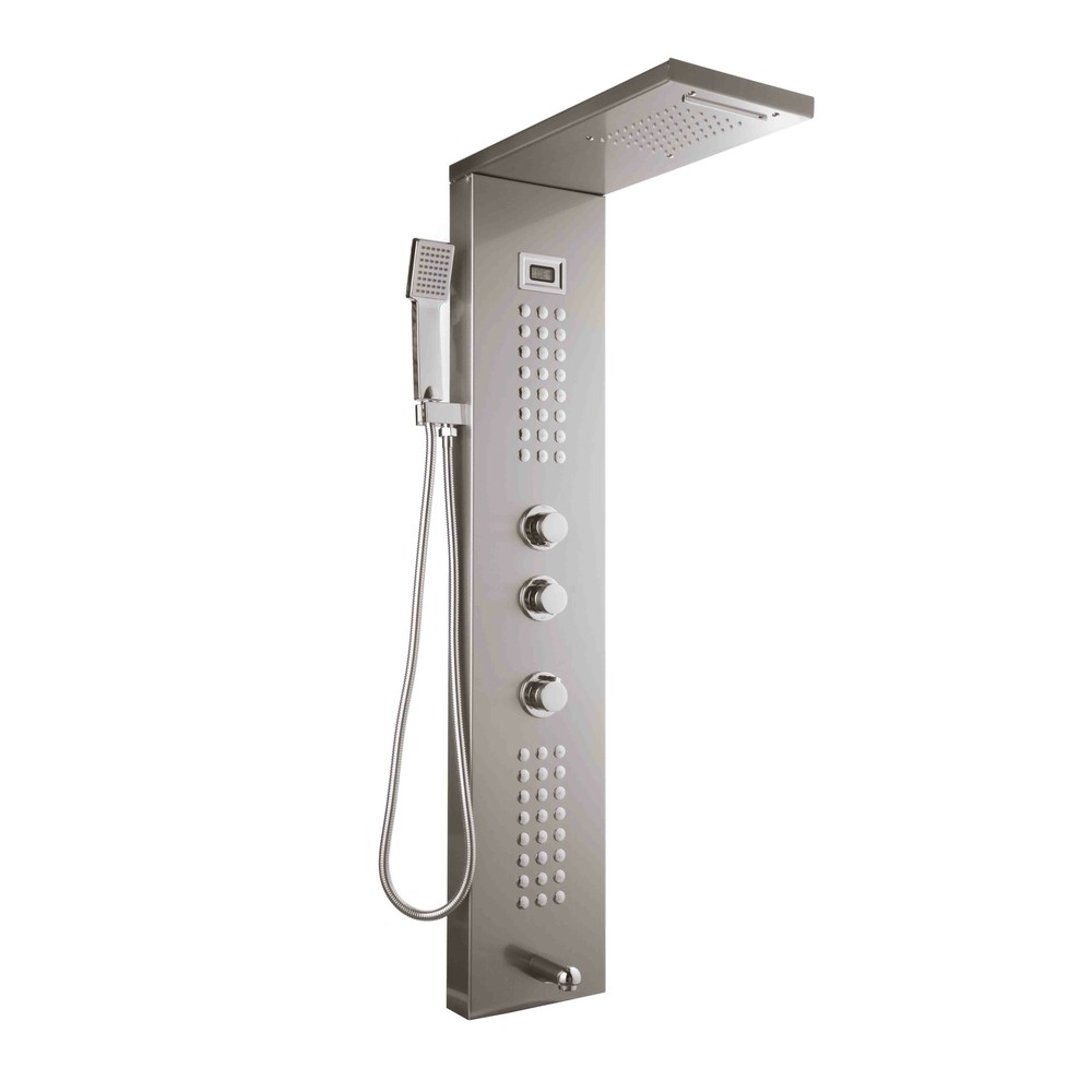 Digital Display Massage Shower Panel 5 Function Brushed Nickel Shower Faucet Set
