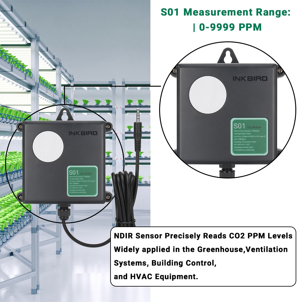 Inkbird Program CO2 Controller Regulator ICC500T Sensor Probe Greenhouse Plant