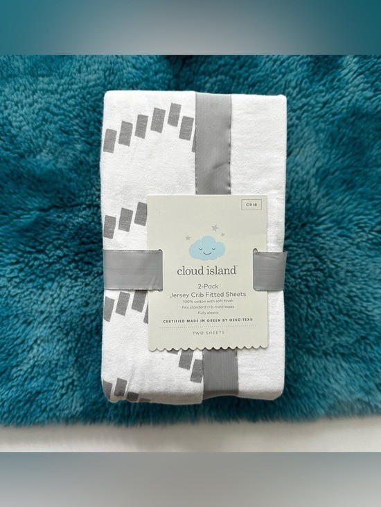 cloud island Jersey Crib Sheets 2-Pack in White and Gray