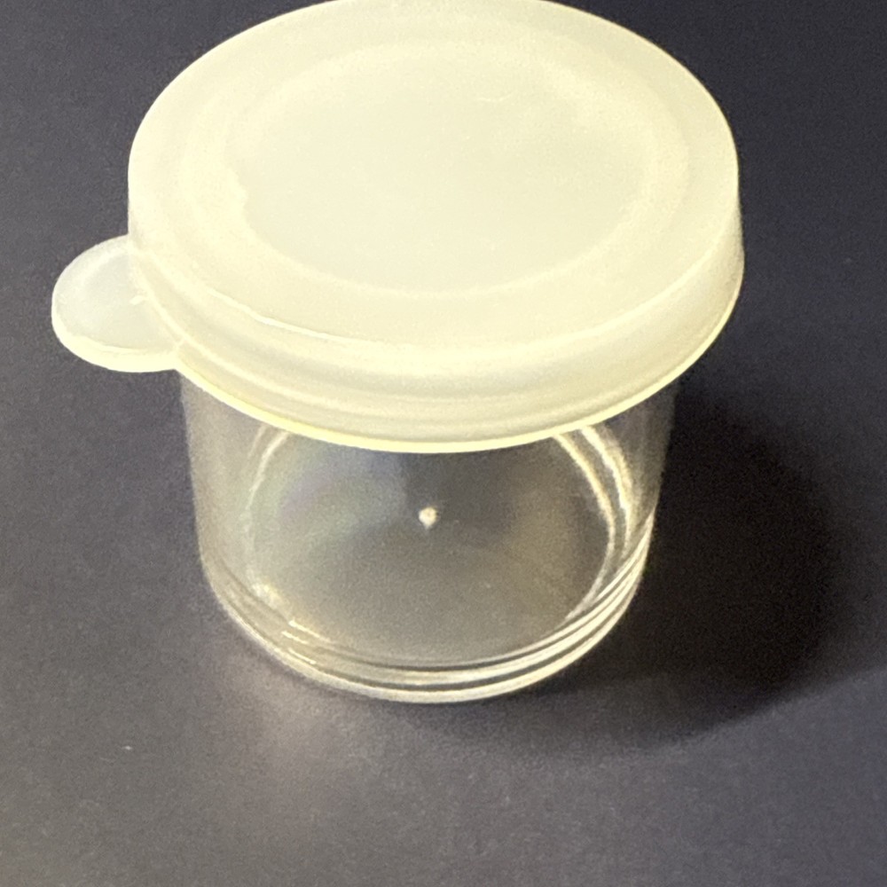 2 x small plastic  jars with  snap caps WHITE