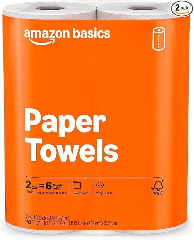 2-Ply Flex-Sheets Paper Towels, 2 Basics Rolls = 6 Regular Rolls, Everyday Value
