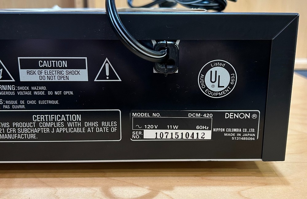 Denon DCM-420 5-Disc CD Changer W/Remote & Operating Instructions Tested Working