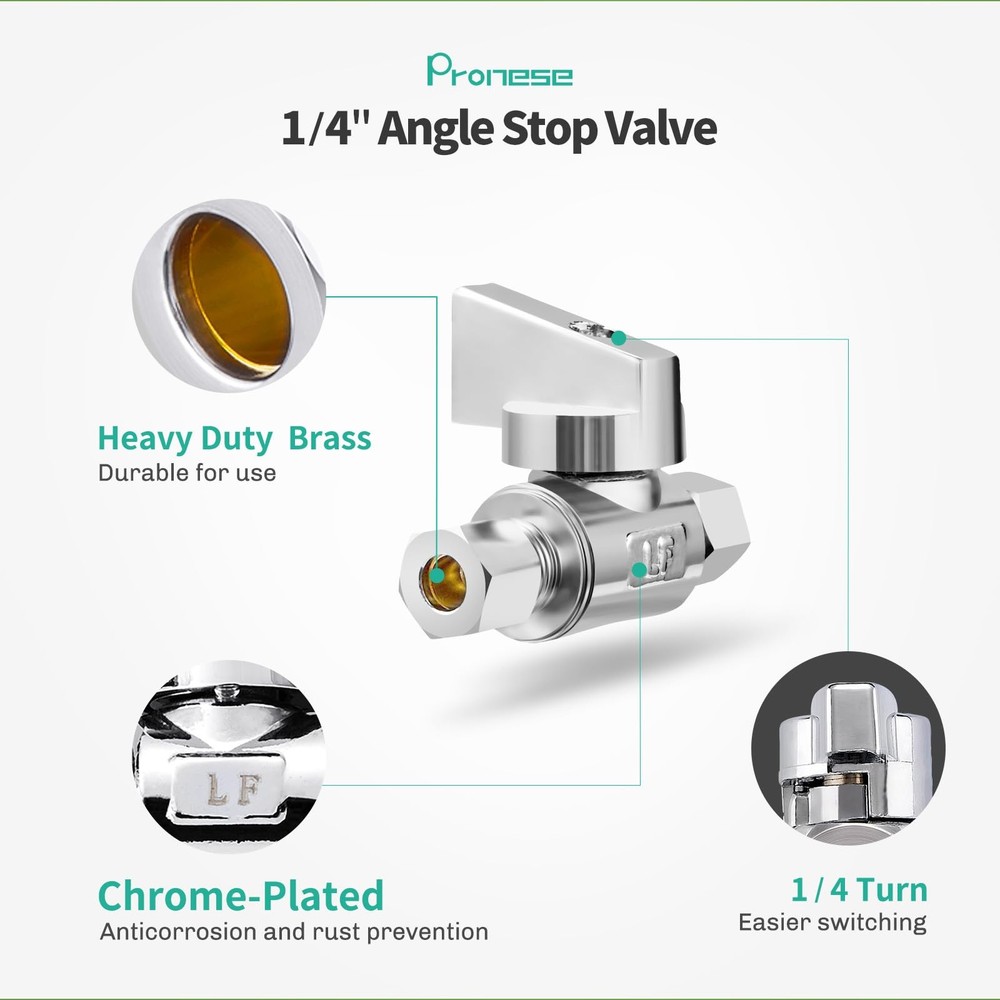 Minimprover 2 Pack Premium Brass 1/4" Compression x 1/4" Compression Angle Va...